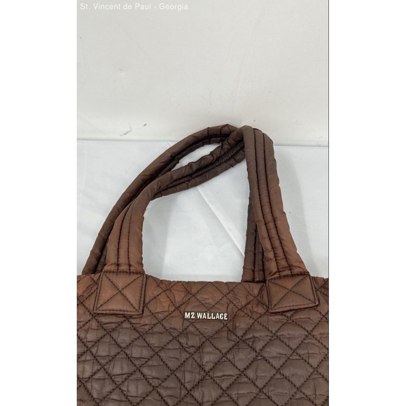 MZ Wallace Burnt Orange / Brown Metro Deluxe Quilted Tote Bag Purse Great Cond. - Picture 4 of 10